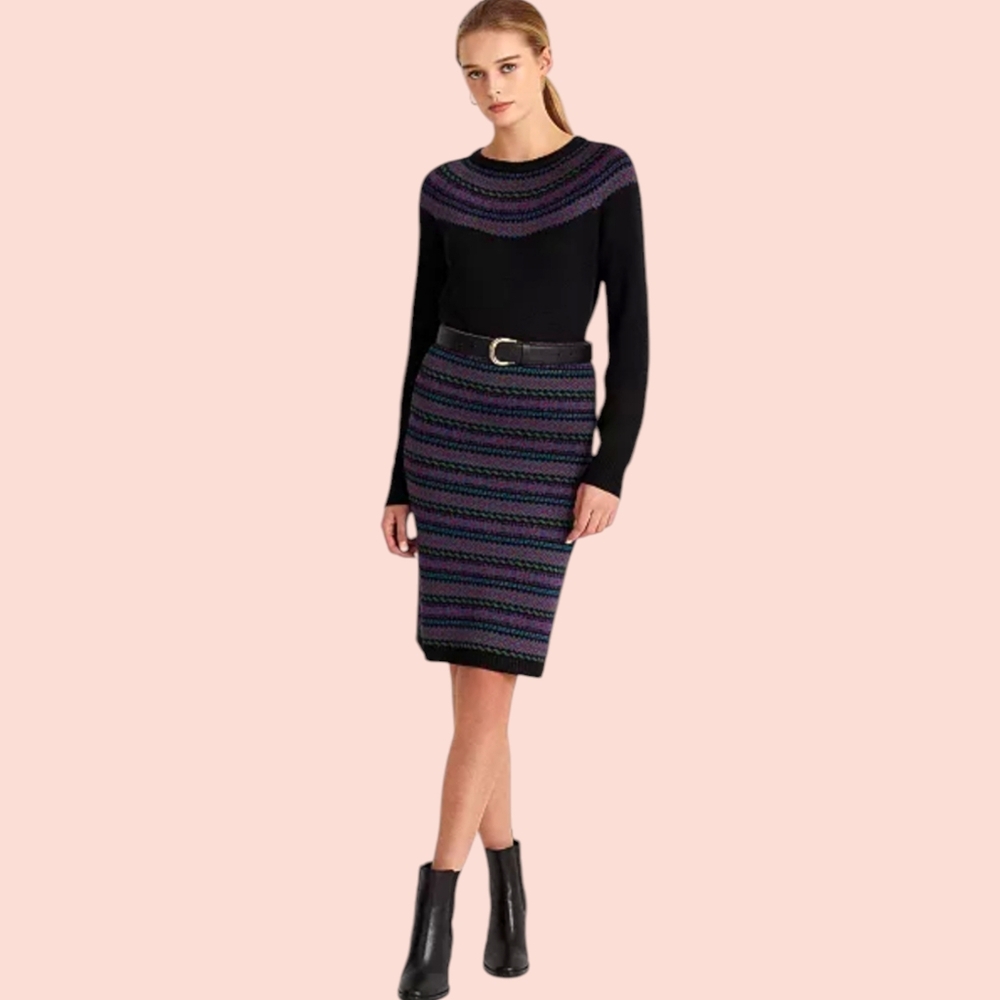 Lauren Ralph Lauren Purple Black Knee-Length Pencil Skirt New - Picture 3 of 9